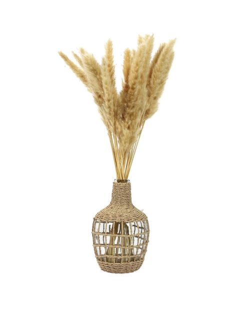 Vase Dame Jeanne tréssée beige - 18x25.5x16 cm