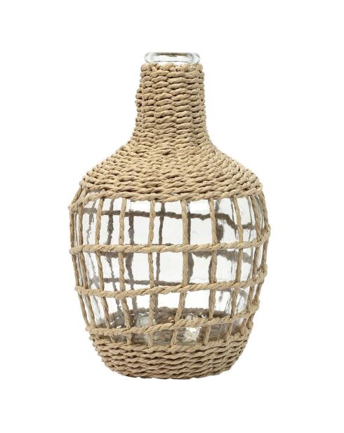 Vase Dame Jeanne tréssée beige - 18x25.5x16 cm
