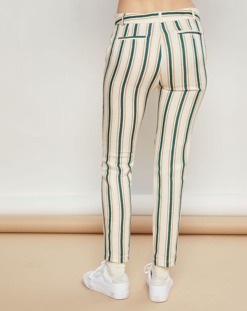 Pantalon Pedagogue à rayures écru/vert