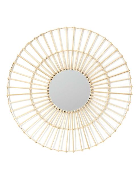 Miroir en rotin marron - D.75 cm