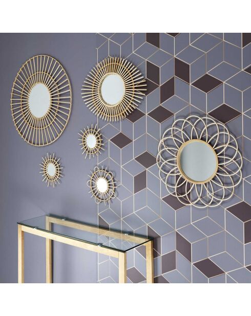 Miroir en rotin marron - D.75 cm