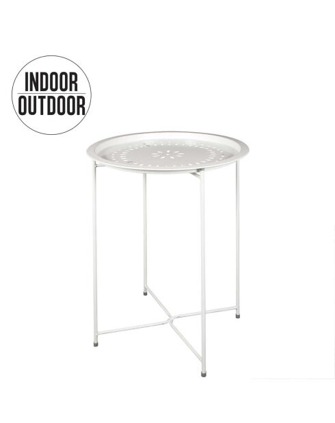 Table d'appoint en métal blanc - 47x60x47 cm
