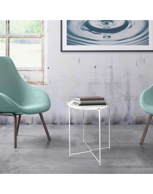 Table d'appoint en métal blanc - 47x60x47 cm