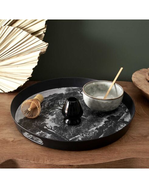 Plateau Black Forest blanc/noir - 38x4.2x38 cm