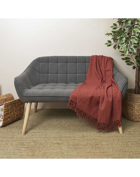 Sofaüberwurf mit orangefarbener Prägung, 130 x 160 cm