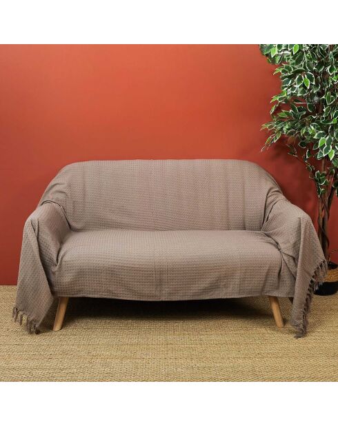 Jeté de canapé gaufré marron - 170x250 cm