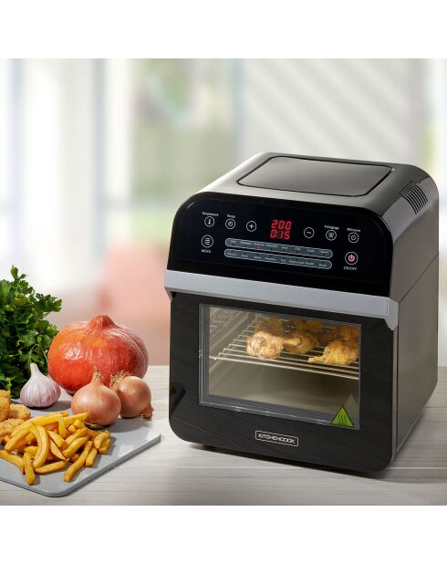 Four à air chaud & Friteuse sans huile multifonctions noir - 12 L