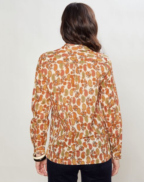 Chemise Champagne à imprimé cachemire rouille