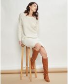 Robe en Laine mélangée Refrain écrue