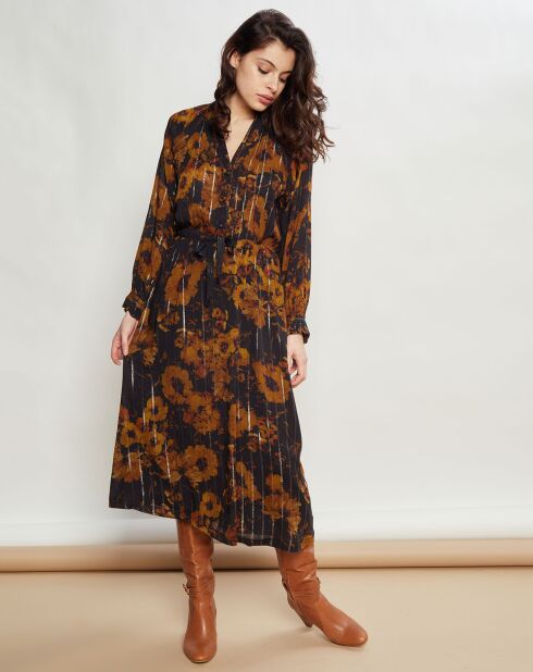 Robe Récif à fleurs noire