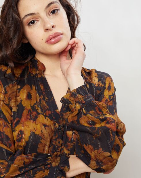 Robe Récif à fleurs noire