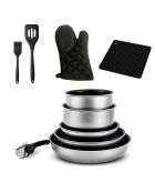 Batterie de cuisine grise - 10 pièces
