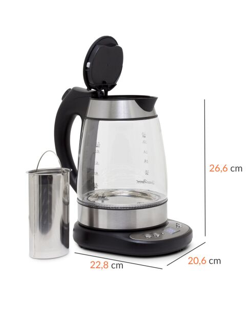 Bouilloire électrique en verre avec LED multicolore - 1.7 L