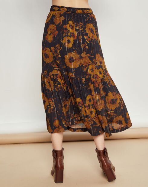Jupe Juillet fleurs noire