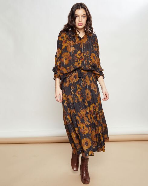 Jupe Juillet fleurs noire