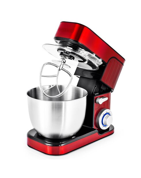 Robot pétrin avec bras inclinable à 30° rouge - 5.5 L