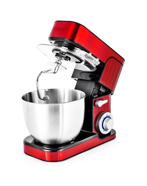 Robot pétrin avec bras inclinable à 30° rouge - 5.5 L