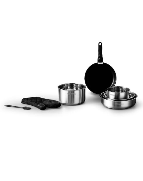 Batterie de cuisine grise - 8 pièces