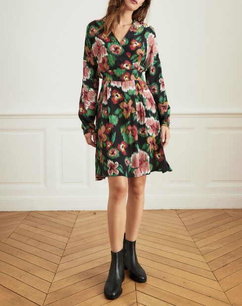 Robe Révélation fleurs troubles noir/multicolore