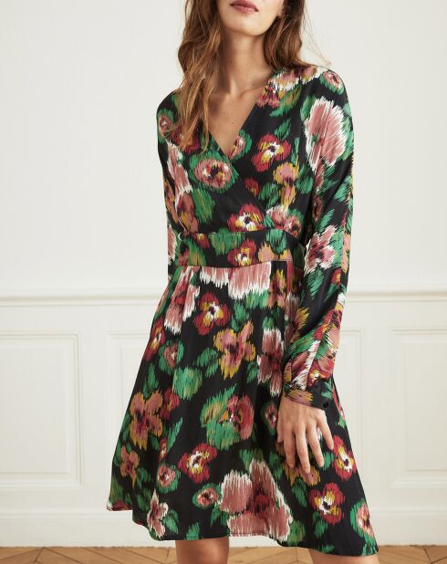 Robe Révélation fleurs troubles noir/multicolore