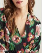 Robe Révélation fleurs troubles noir/multicolore
