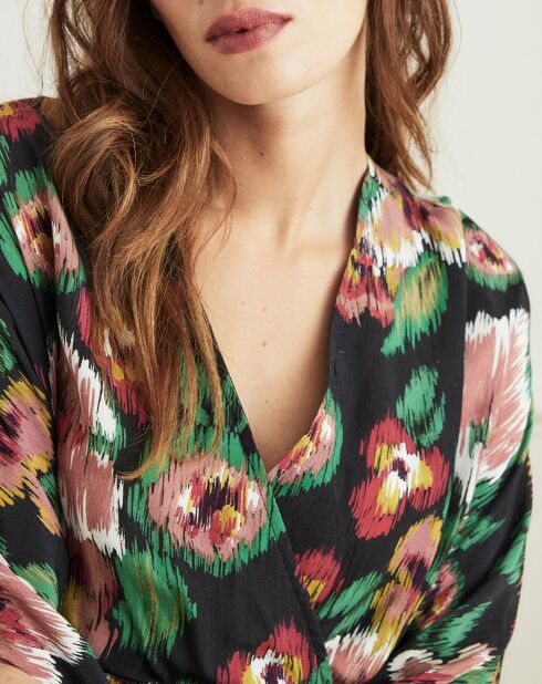 Robe Révélation fleurs troubles noir/multicolore