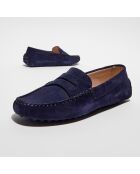 Mocassins en Velours de Cuir Jade marine