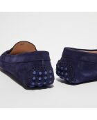 Mocassins en Velours de Cuir Jade marine