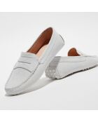 Mocassins en Velours de Cuir Jade blancs