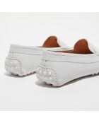 Mocassins en Velours de Cuir Jade blancs