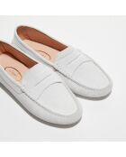 Mocassins en Velours de Cuir Jade blancs