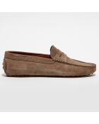 Mocassins en Velours de Cuir Martin taupe