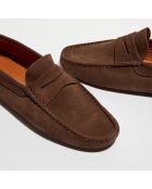 Mocassins en Velours de Cuir Martin marron