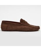 Mocassins en Velours de Cuir Martin marron