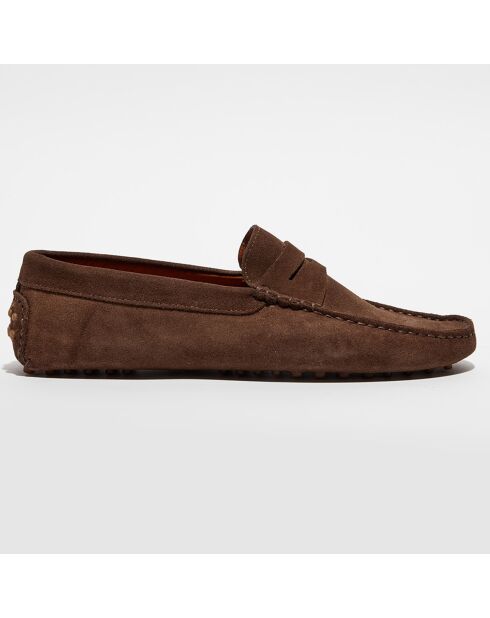 Mocassins en Velours de Cuir Martin marron