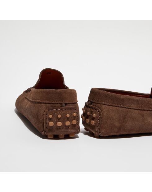 Mocassins en Velours de Cuir Martin marron