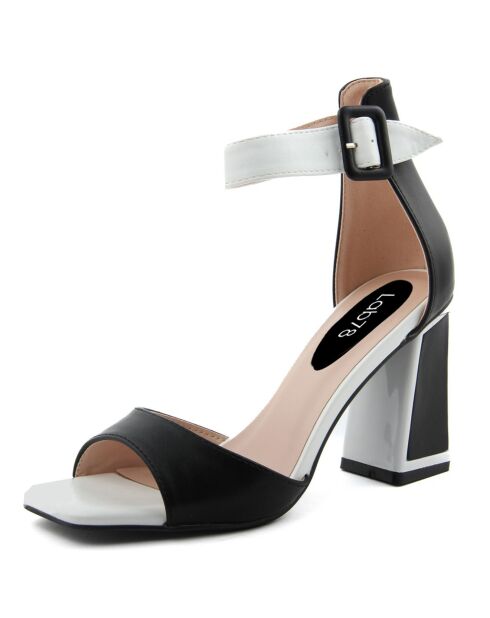 Eddo zwart/witte sandalen - hak van 9 cm