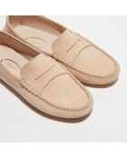 Mocassins en Velours de Cuir Jade beiges