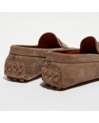 Mocassins en Velours de Cuir Martin taupe