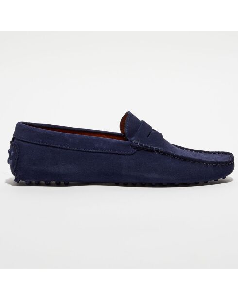 Mocassins en Velours de Cuir Martin bleu marine