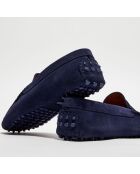 Mocassins en Velours de Cuir Martin bleu marine