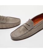 Mocassins en Velours de Cuir Martin gris