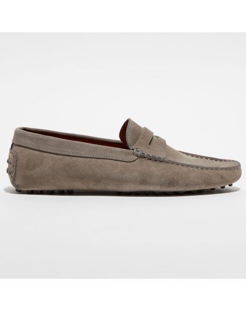 Mocassins en Velours de Cuir Martin gris