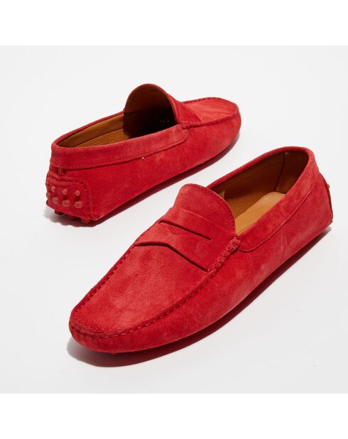 Mocassins en Velours de Cuir Martin rouges