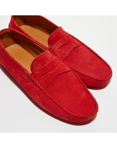 Mocassins en Velours de Cuir Martin rouges