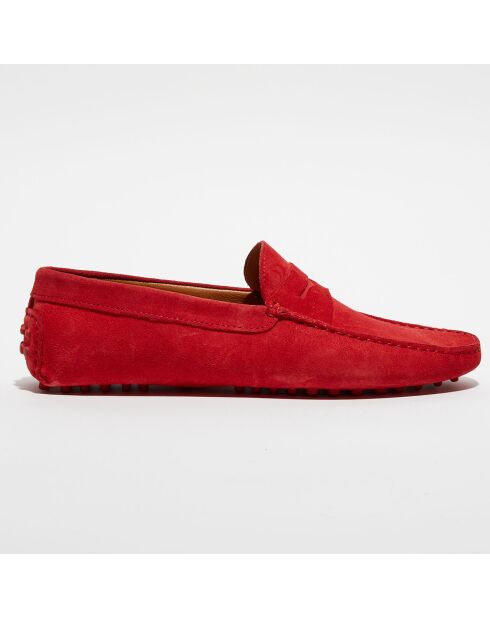 Mocassins en Velours de Cuir Martin rouges