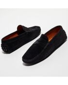 Mocassins en Velours de Cuir Martin noirs