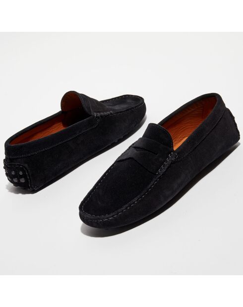 Mocassins en Velours de Cuir Martin noirs