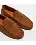 Mocassins en Velours de Cuir Martin cognac