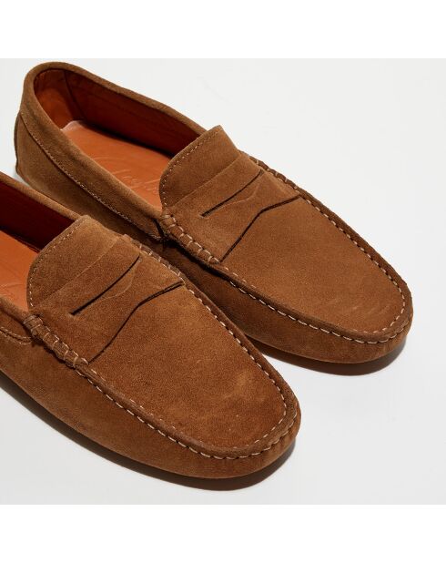 Mocassins en Velours de Cuir Martin cognac